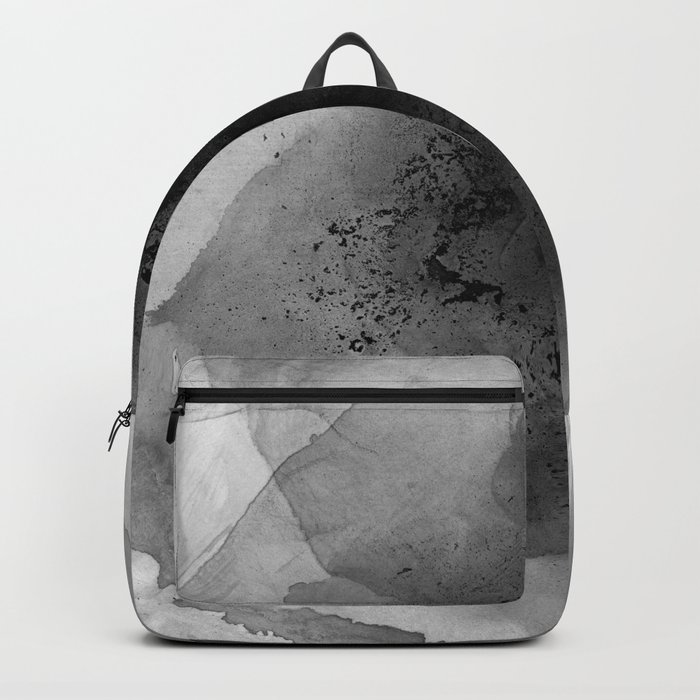Black and Grey Abstract Watercolor Painting Monochrome Nebula 3 Backpack