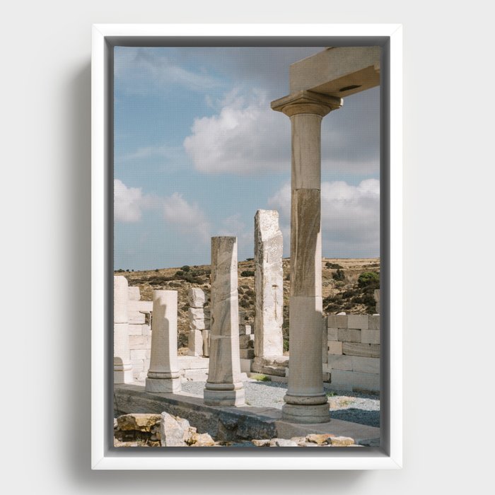 Ancient Ruins in Greece | Roman Empire Stones on the Island of Naxos | Culture, Summer & Travel Photography Framed Canvas