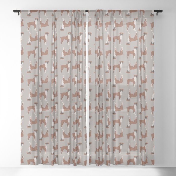 Boxer Dog Pattern Sheer Curtain