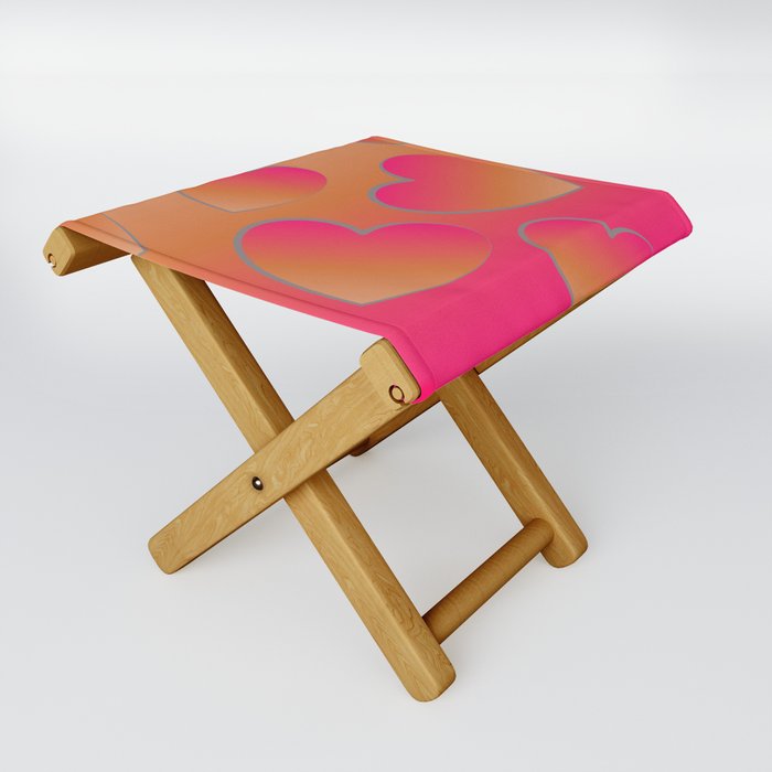 Heartfelt in Coral and Hot Pink Folding Stool