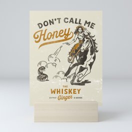 "Don't Call Me Honey" Retro Pinup Cowgirl On Horseback Shooting A Snake V.2 Mini Art Print