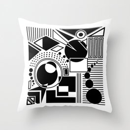 Modern Black and White Abstract Geometric Shapes Throw Pillow
