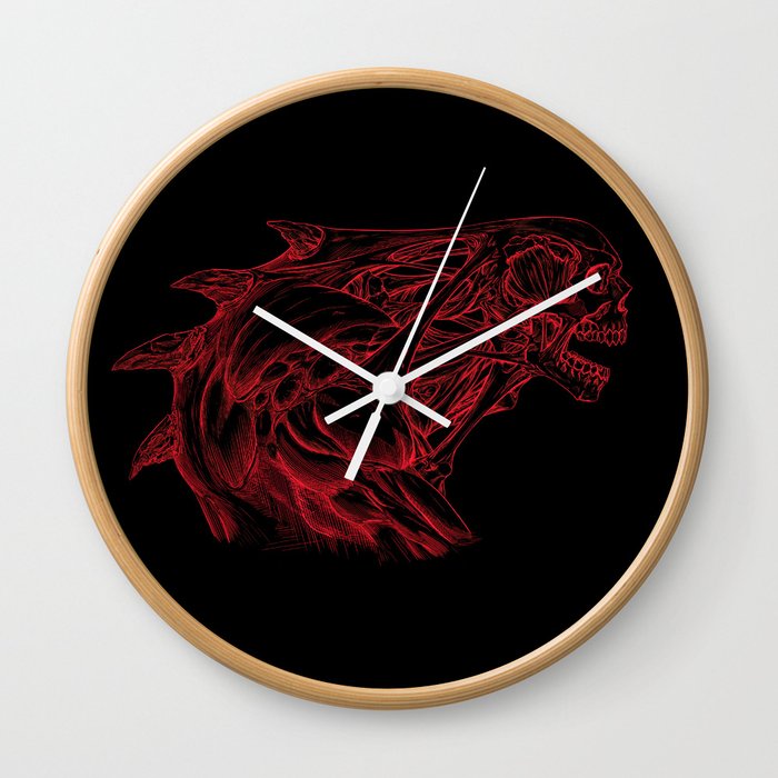 Skull creature (red line) Wall Clock