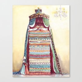 Twenty mattresses & Twenty quilts - From The Princess and The Pea - By: Hans Christian Andersen Canvas Print
