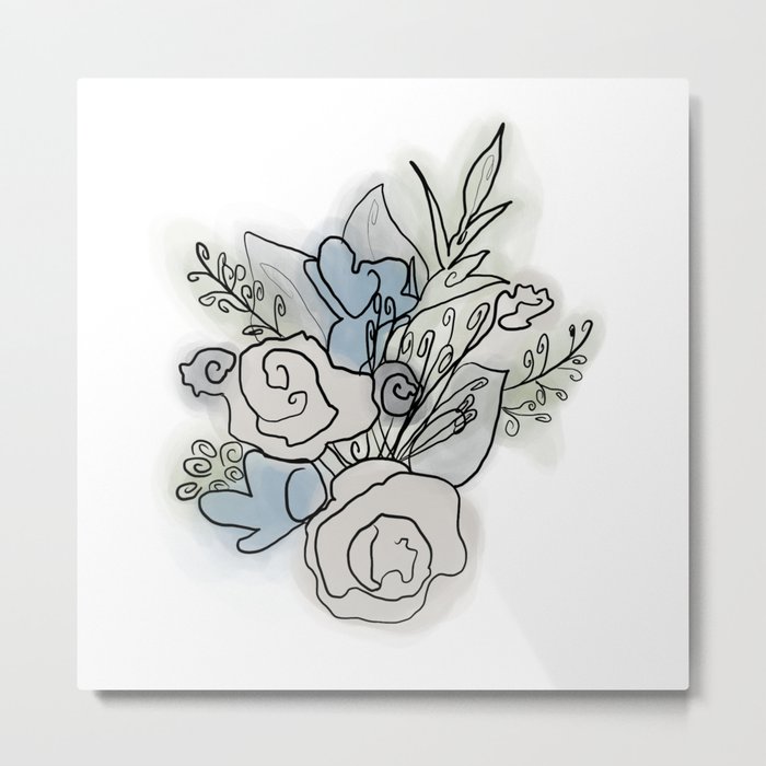 Flower Line Art Metal Print