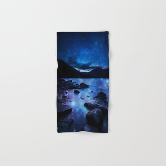 Magical Mountain Lake Dark Blue Hand & Bath Towel
