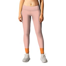 Orange and Blush Pink Solid Minimalist Colour Block Pattern Leggings | Digital, Modern, Color Block, Pattern, Cute, Aesthetic, Orange, Graphicdesign, Simple, Millennialpink 