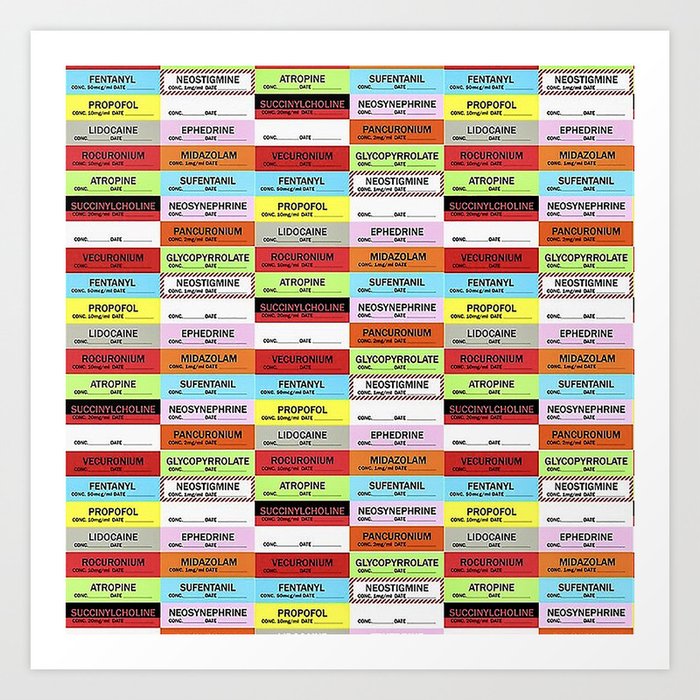 Anesthesia Labels Art Print
