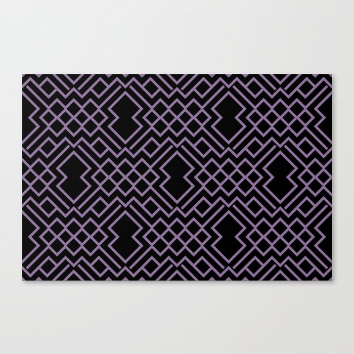 Black and Purple Geometric Shape Pattern Pairs Coloro 2022 Popular Color Lavender Silk 138-48-19 Canvas Print
