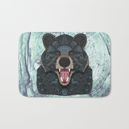Ornate Black Bear Bath Mat