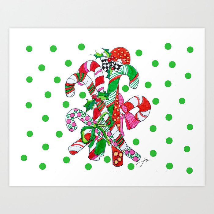 Candy Cane Party Art Print