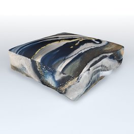 Flowing Geode Blue & Gold Outdoor Floor Cushion