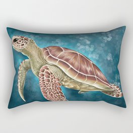 Sea Turtle Blue Bubbles Ocean Painting Art Rectangular Pillow