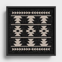 Southwestern Pattern 129 Black and Linen Framed Canvas
