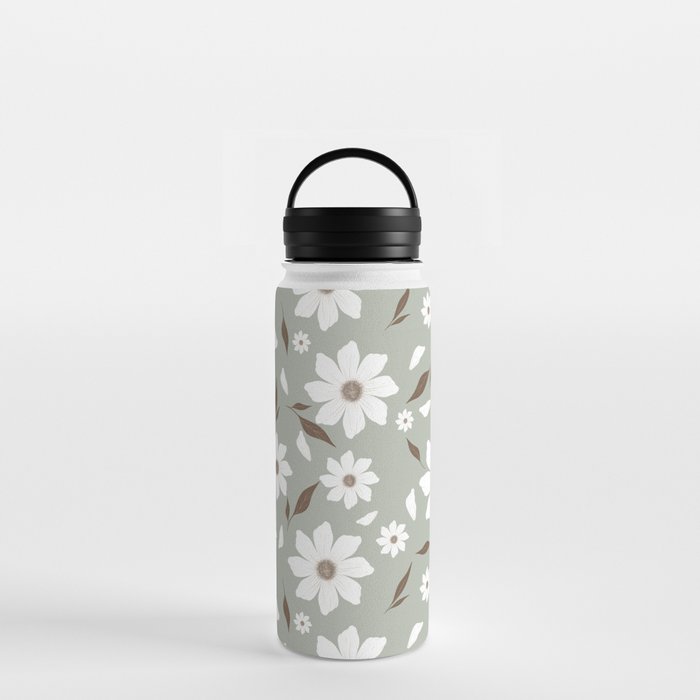 Flowers and leafs light Green  Water Bottle