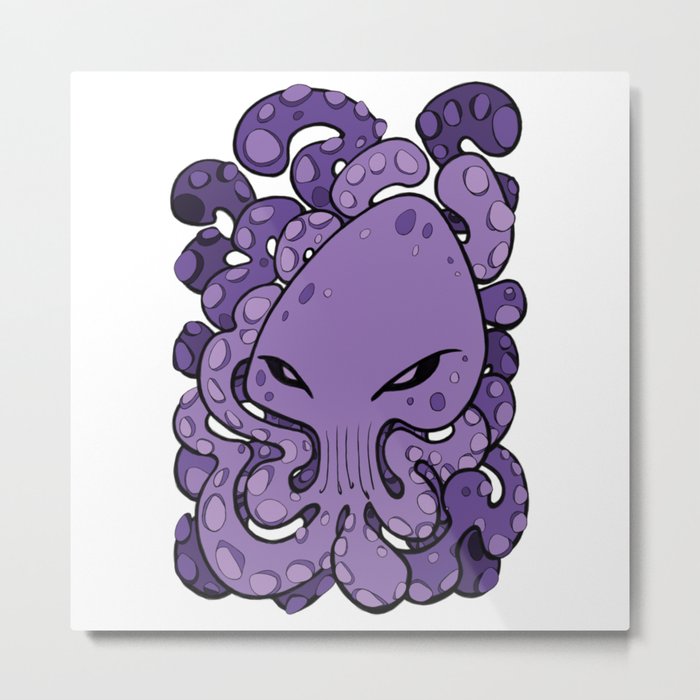 Octopus Squid Kraken Cthulhu Sea Creature - Ultra Violet Metal Print