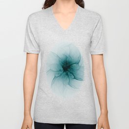 Dark Flower Fractal V Neck T Shirt
