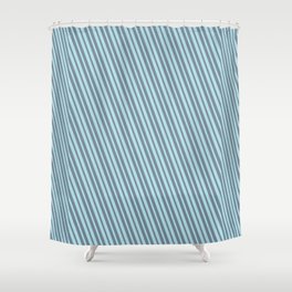 [ Thumbnail: Powder Blue and Light Slate Gray Colored Lines/Stripes Pattern Shower Curtain ]