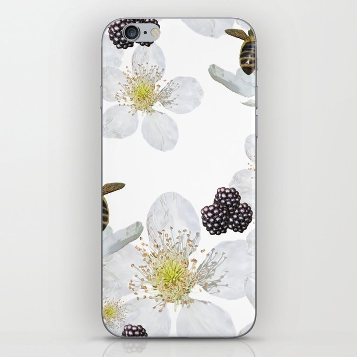 Blackberries and Bees Pattern iPhone Skin