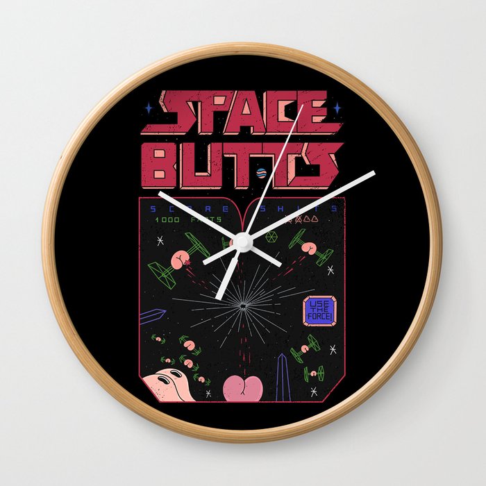 Space Butts Wall Clock By Darruda Society6