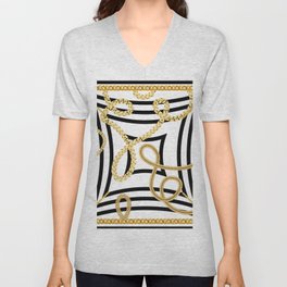 Scarf pattern. Scarf design chain and geometric. Bandana V Neck T Shirt