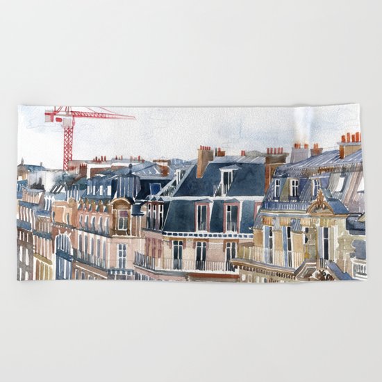 Roofs of Paris Beach Towel