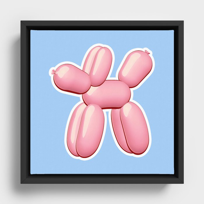 Balloon Dog Pink Framed Canvas