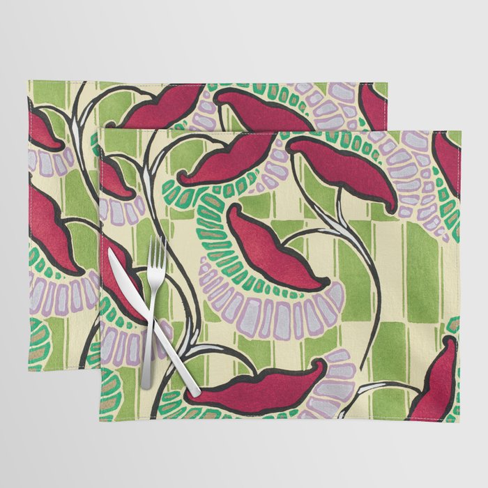 Floral colorful background, vintage art deco & art nouveau background by Emile-Alain Séguy (1925). Placemat