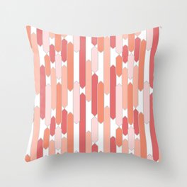 Modern Tabs in Coral and Pink on White Throw Pillow