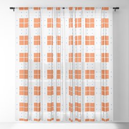 Orange Blue Cell Checks Sheer Curtain