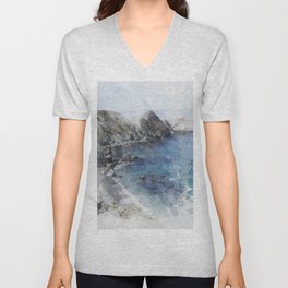 Big Sur Pacific Ocean Print V Neck T Shirt