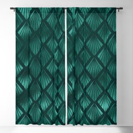 Teal and Gold Leopard Print Pattern 14 Blackout Curtain