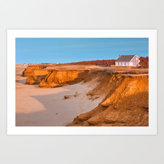 Thunder Cove Beach Cliffs - Golden Pastel Hour Art Print