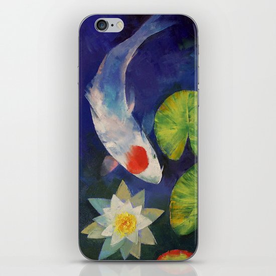 Tancho Koi and Water Lily iPhone & iPod Skin
