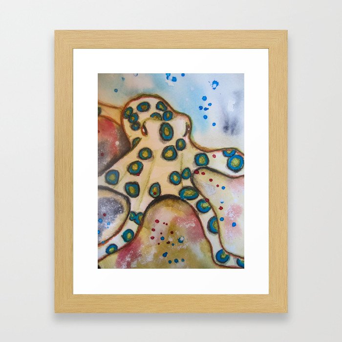 Blue Ring Octopus Framed Art Print
