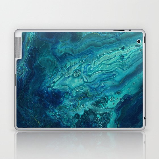 Blue & Teal Acrylic Abstract Fluid Art Laptop & iPad Skin