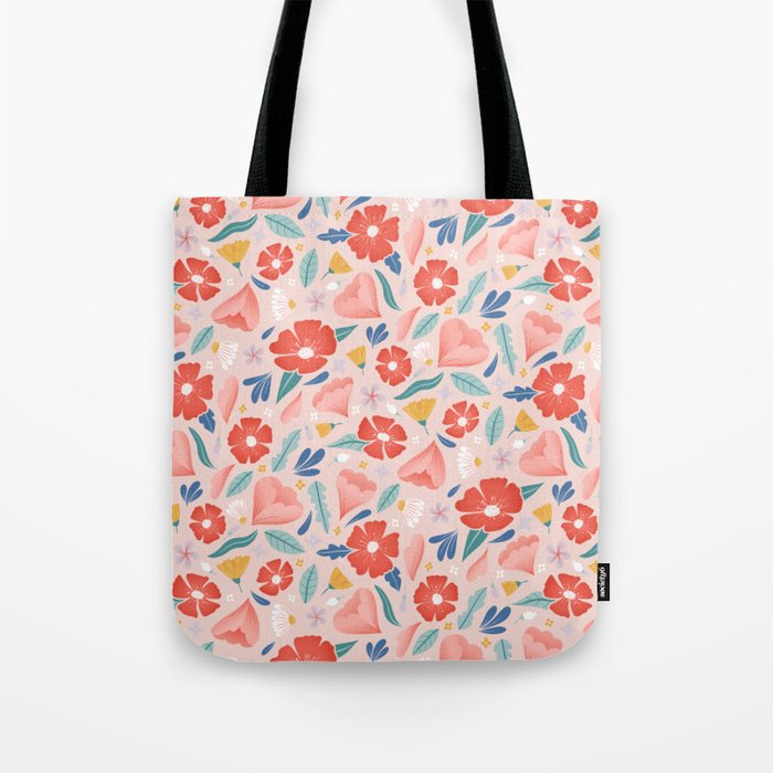 Poppies and Tulips Abstract Florals Tote Bag