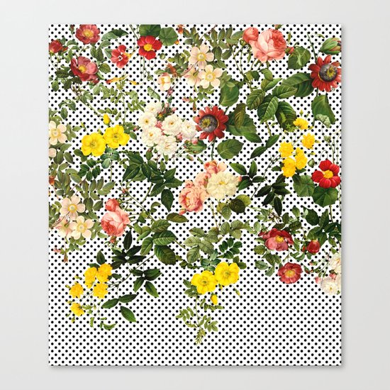 Points and Flowers Pattern Canvas Print