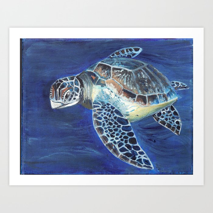 Sea Turtle in Acrylic Art Print by Cassy Marie Creations | Society6