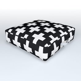 Swiss Cross W&B Outdoor Floor Cushion | Black, Graphic, White, Monochrome, Memphis, Graphicdesign, Blackwhite, Tribal, Minimal, Curated 