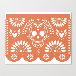 Orange floral skull Canvas Print