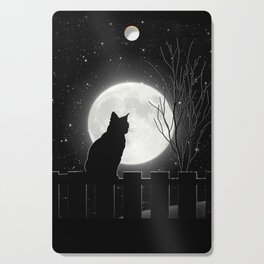 Silent Night Cat and full moon Cutting Board