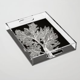 Sea Fan Coral – White on Black Acrylic Tray