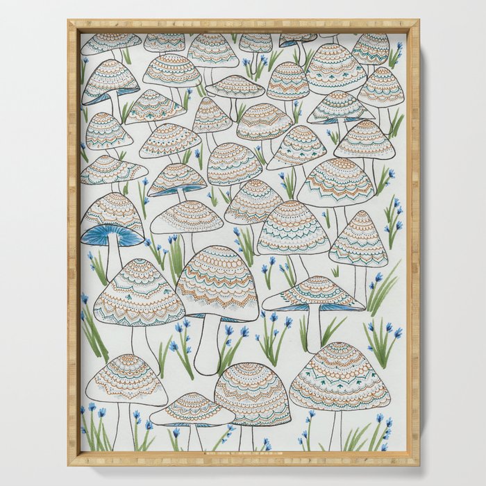 Blue Shrooms Serving Tray