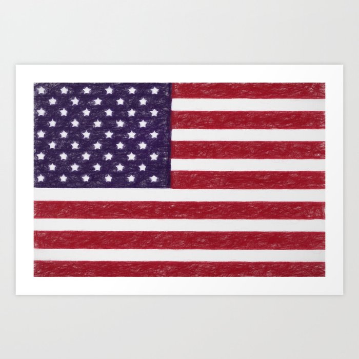United states flag - the Crayon and colored pencils version Art Print