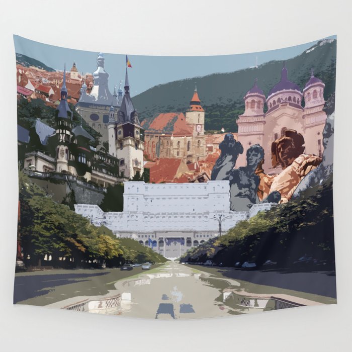 Romania Collage Wall Tapestry