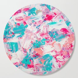 Modern bright candy pink turquoise pastel brushstrokes acrylic paint Cutting Board