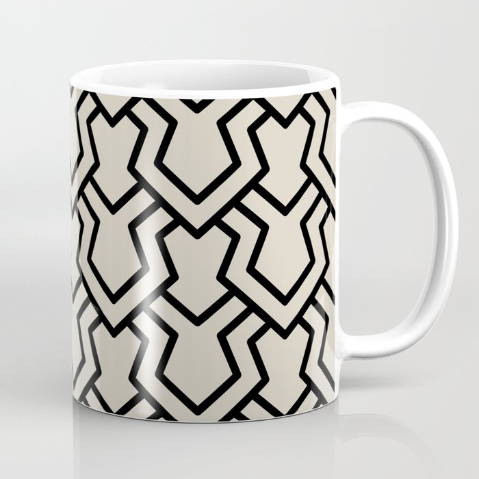 Black and Tan Tessellation Line Pattern 5 Pairs DE 2022 Popular Color Doric White DET641 Coffee Mug