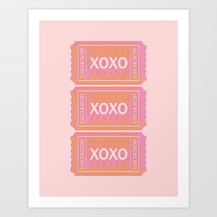 XOXO Valentine Tickets Art Print
