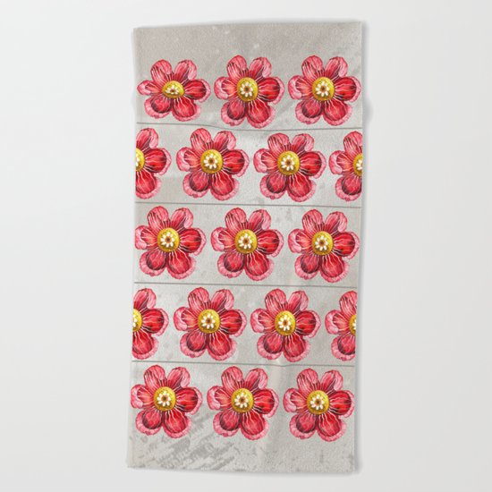 Red on Brown Beach Towel
